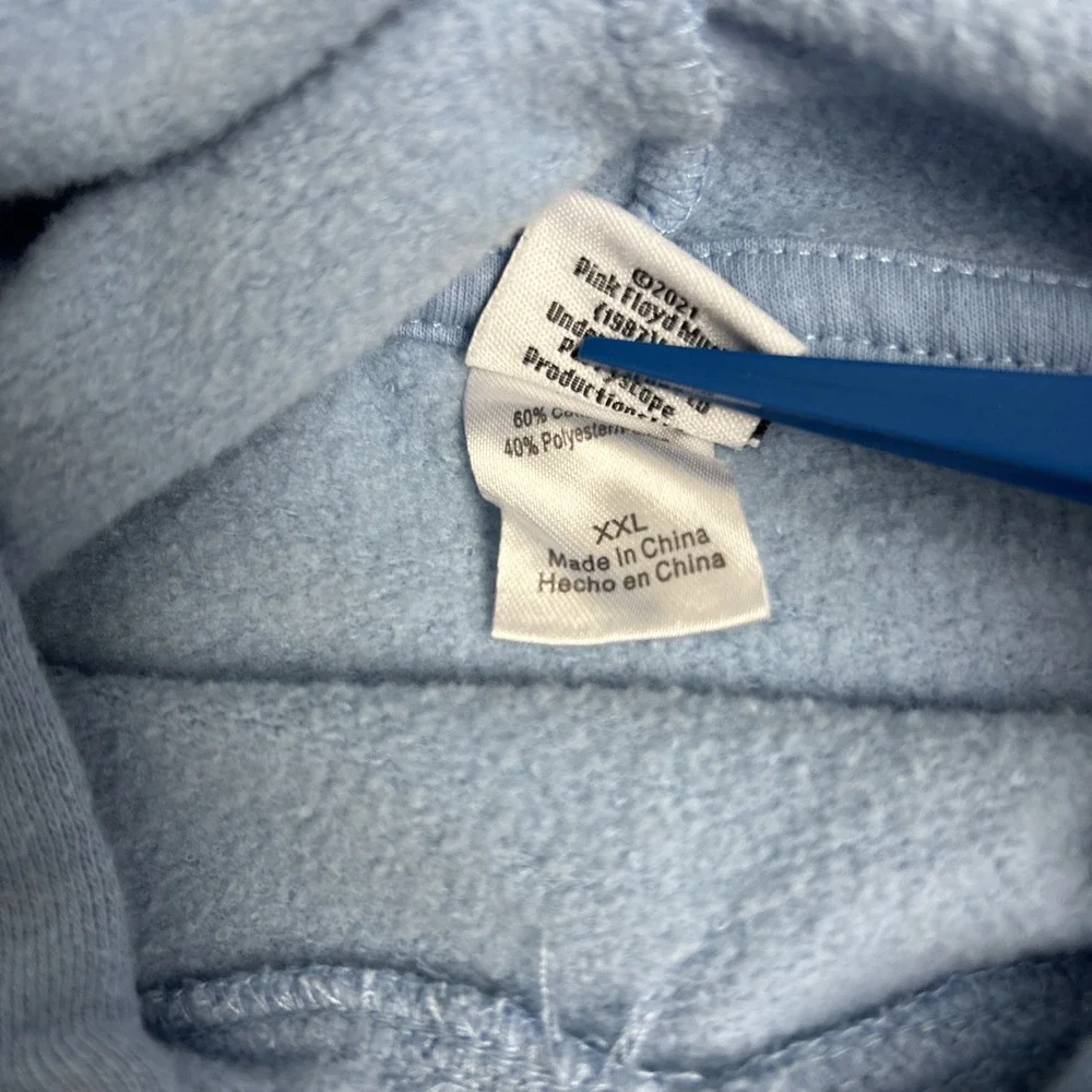 Pink Floyd Hoodie 2XL The Dark Side Of The Moon Baby Blue Rock‎ Rainbow
